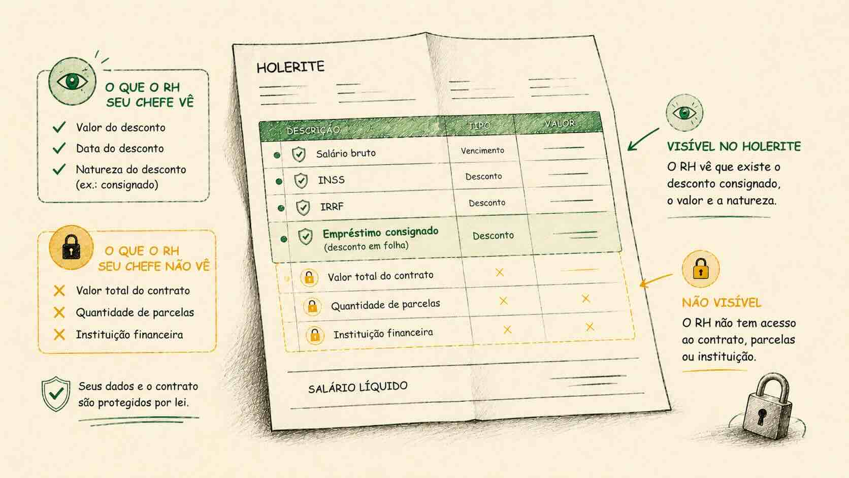 Desconto em folha aparece no holerite? O que seu chefe vê (e o que não vê)
